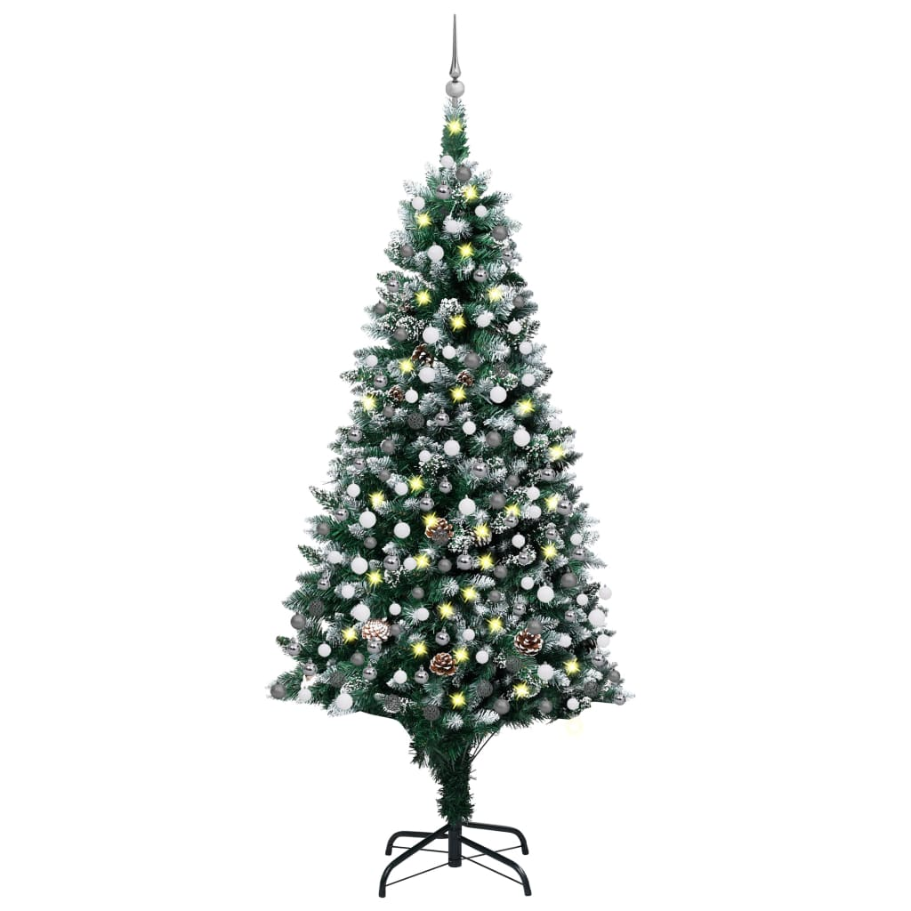 Artificial Pre-lit Christmas Tree with Ball Set&Pine Cones 82.7"