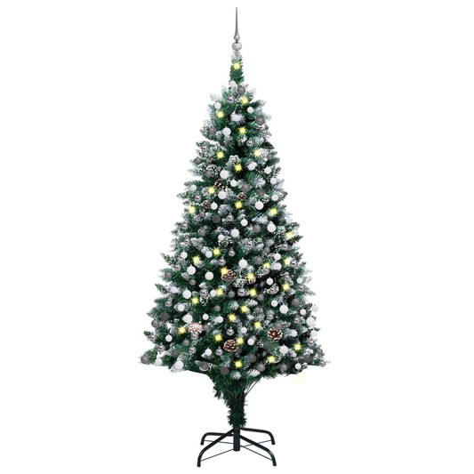 Artificial Pre-lit Christmas Tree with Ball Set&Pine Cones 82.7"