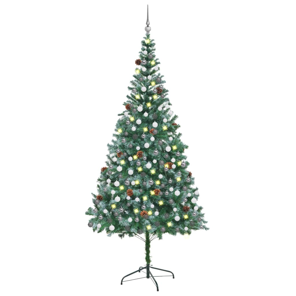 Artificial Pre-lit Christmas Tree with Ball Set Pinecones 82.7"