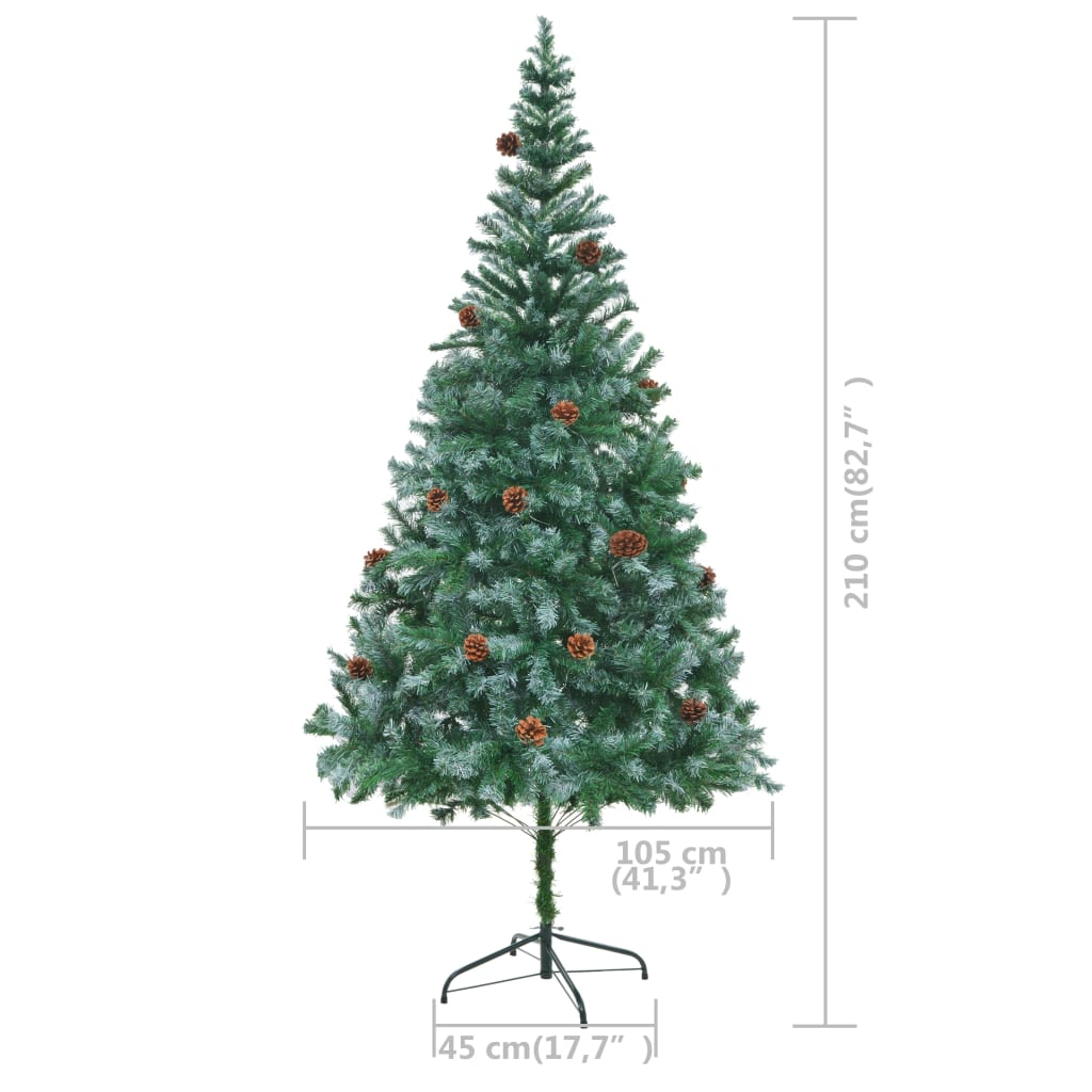 Artificial Pre-lit Christmas Tree with Ball Set Pinecones 82.7"