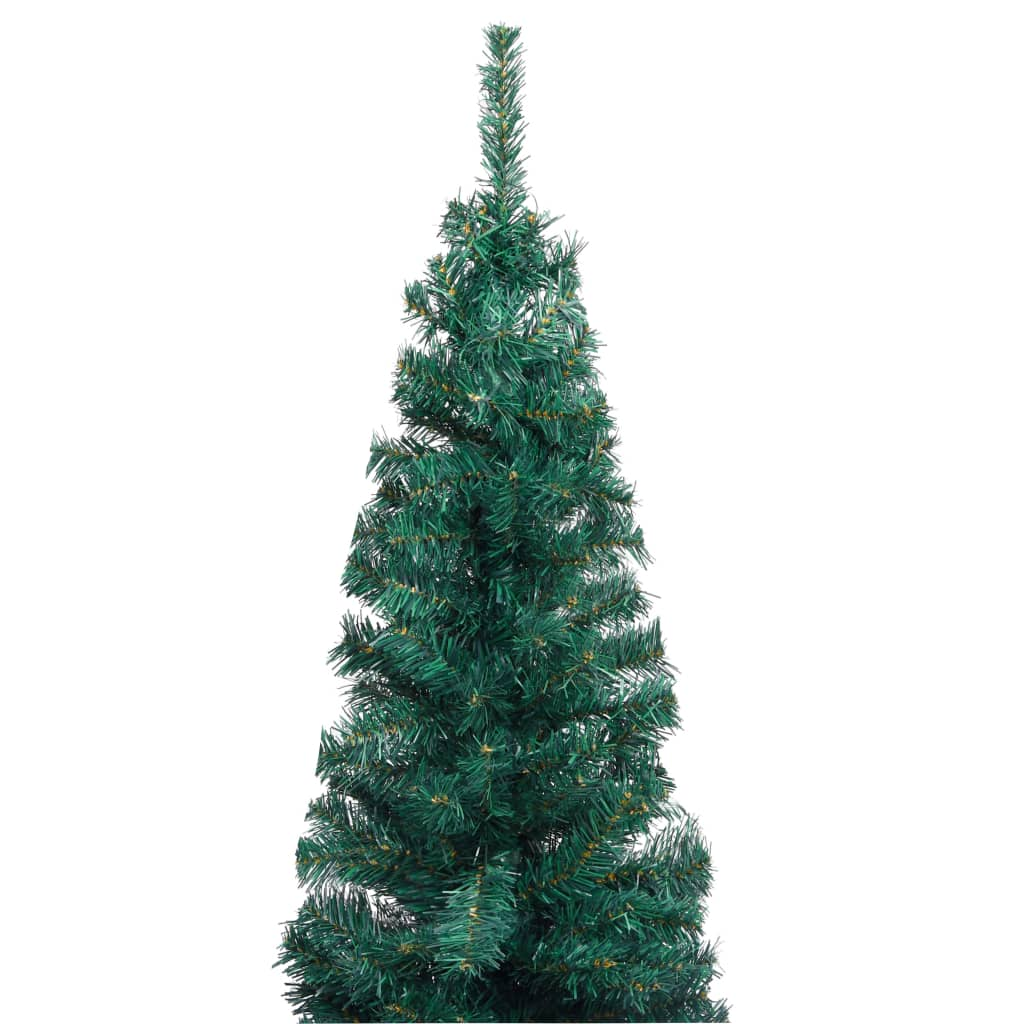 Slim Artificial Pre-lit Christmas Tree with Ball Set Green 82.7"