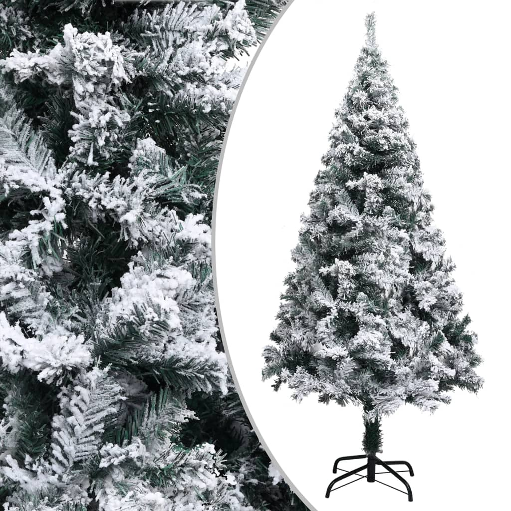 Artificial Pre-lit Christmas Tree with Flocked Snow Green 70.9"