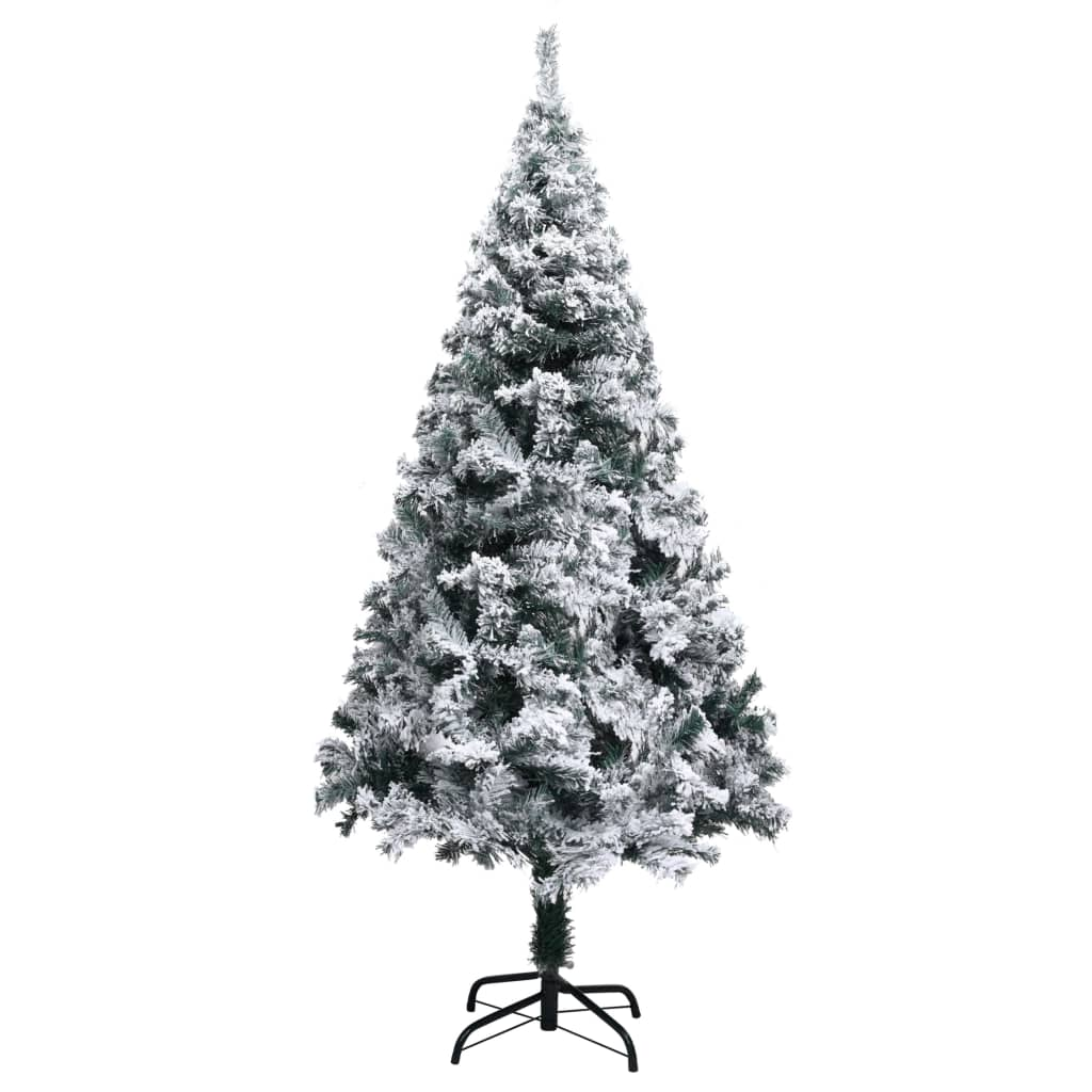 Artificial Pre-lit Christmas Tree with Flocked Snow Green 70.9"