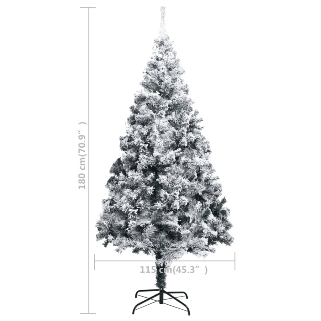 Artificial Pre-lit Christmas Tree with Flocked Snow Green 70.9"