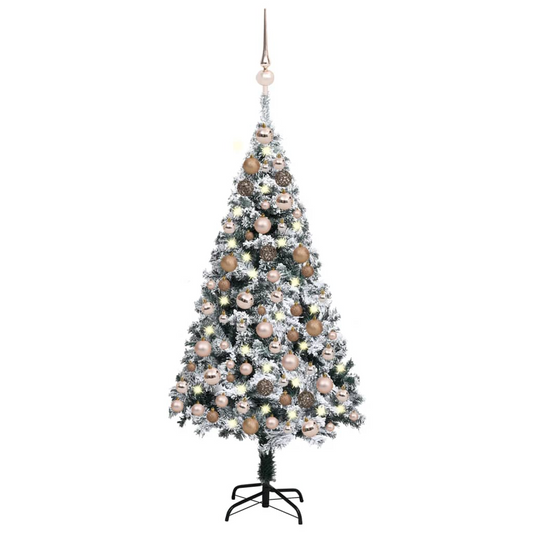 Artificial Pre-lit Christmas Tree with Ball Set LEDs Green 47.2"