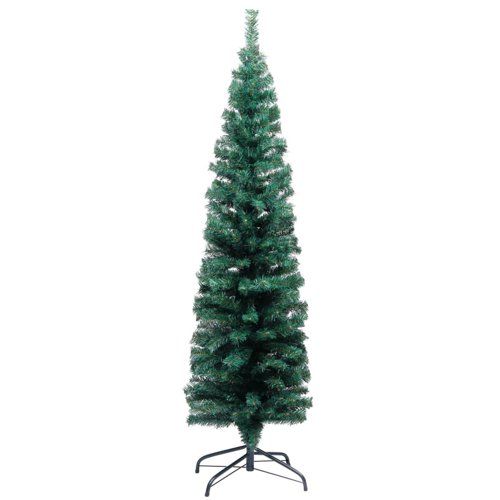 Slim Artificial Pre-lit Christmas Tree with Ball Set Green 59.1"