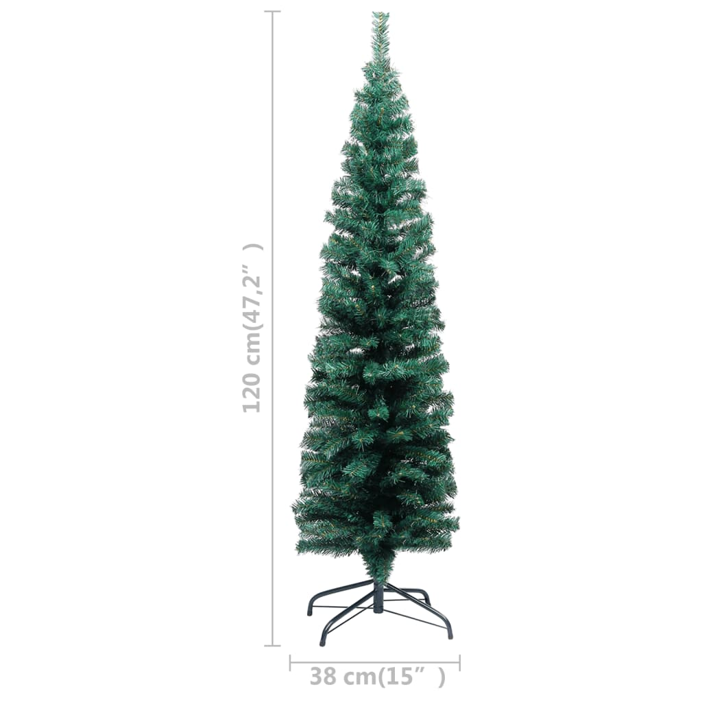 Slim Artificial Pre-lit Christmas Tree with Ball Set Green 47.2"