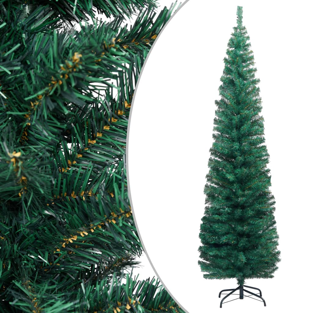 Slim Artificial Pre-lit Christmas Tree with Ball Set Green 82.7"