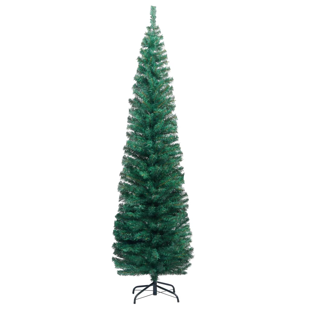 Slim Artificial Pre-lit Christmas Tree with Ball Set Green 82.7"