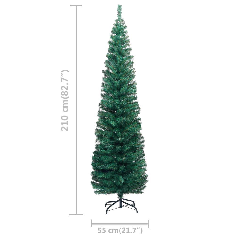 Slim Artificial Pre-lit Christmas Tree with Ball Set Green 82.7"