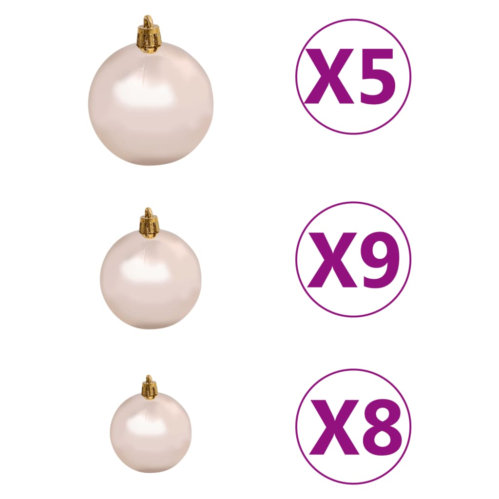 Corner Artificial Christmas Tree LEDs&Ball Set White 82.7" PVC