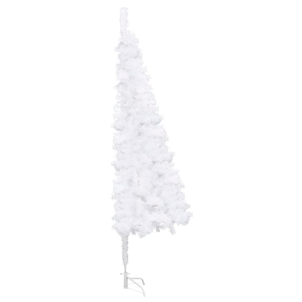 Corner Artificial Christmas Tree LEDs&Ball Set White 82.7" PVC