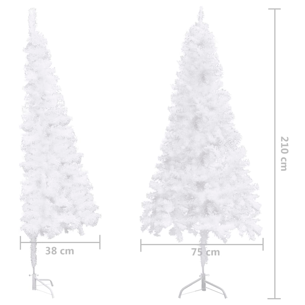 Corner Artificial Christmas Tree LEDs&Ball Set White 82.7" PVC