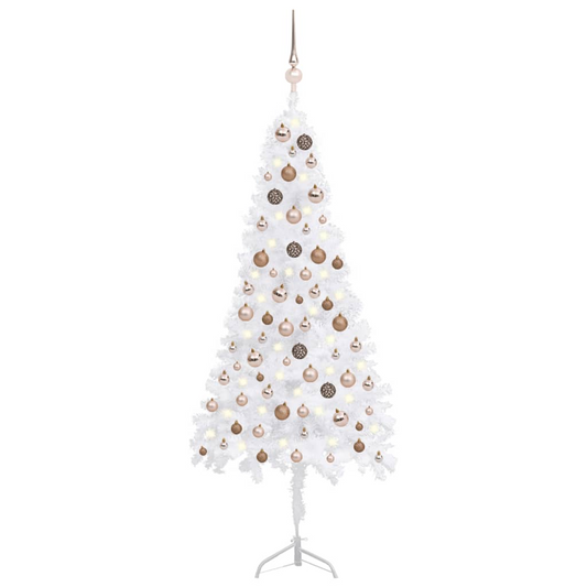 Corner Artificial Christmas Tree LEDs&Ball Set White 59.1" PVC