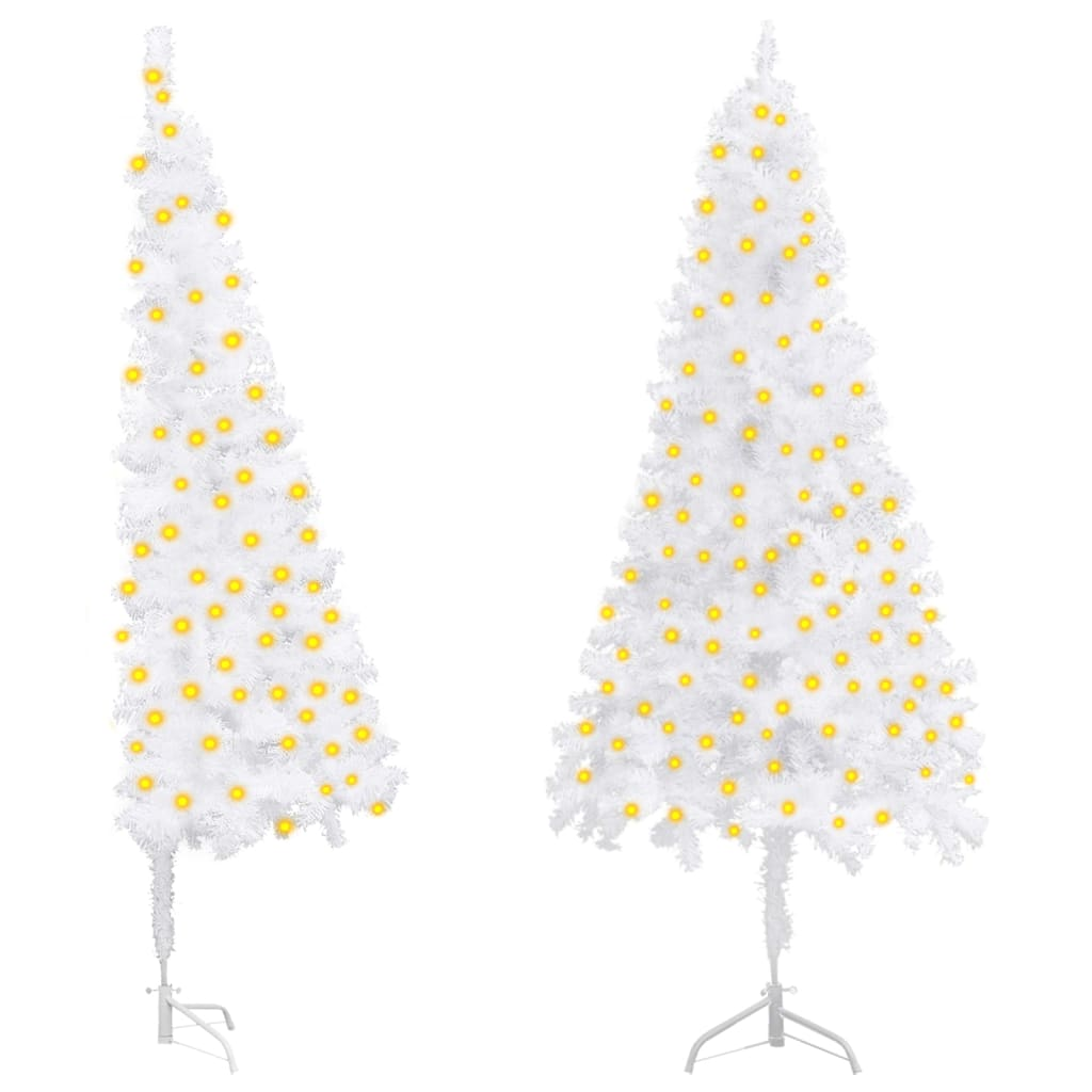 Corner Artificial Pre-lit Christmas Tree White 70.9" PVC