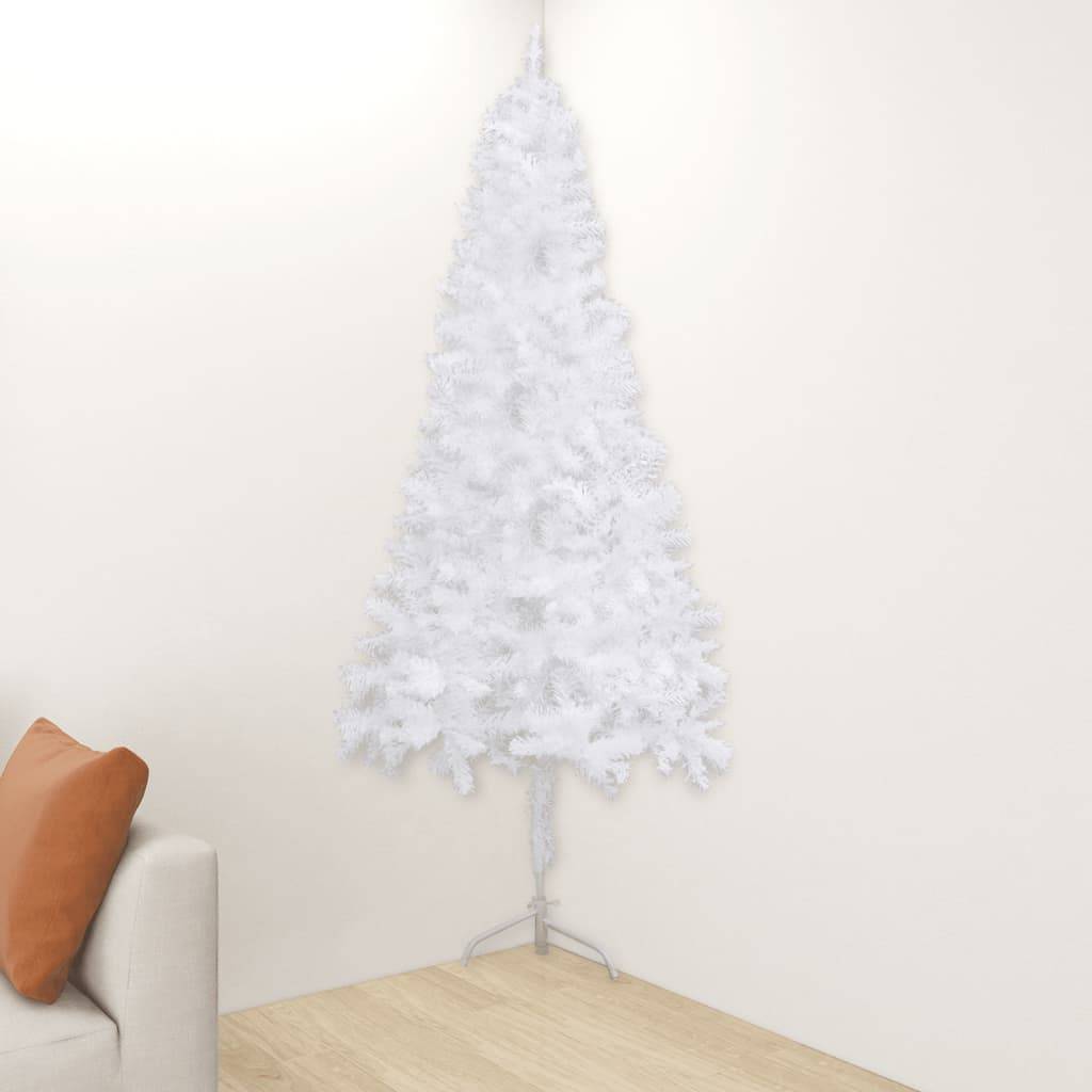 Corner Artificial Pre-lit Christmas Tree White 70.9" PVC