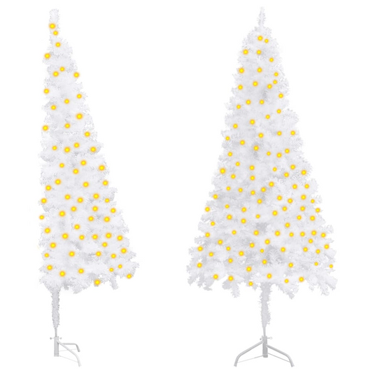 Corner Artificial Pre-lit Christmas Tree White 59.1" PVC