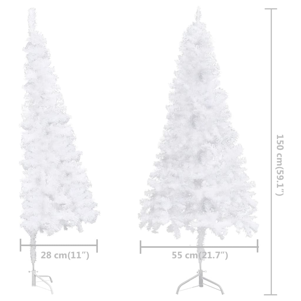 Corner Artificial Pre-lit Christmas Tree White 59.1" PVC