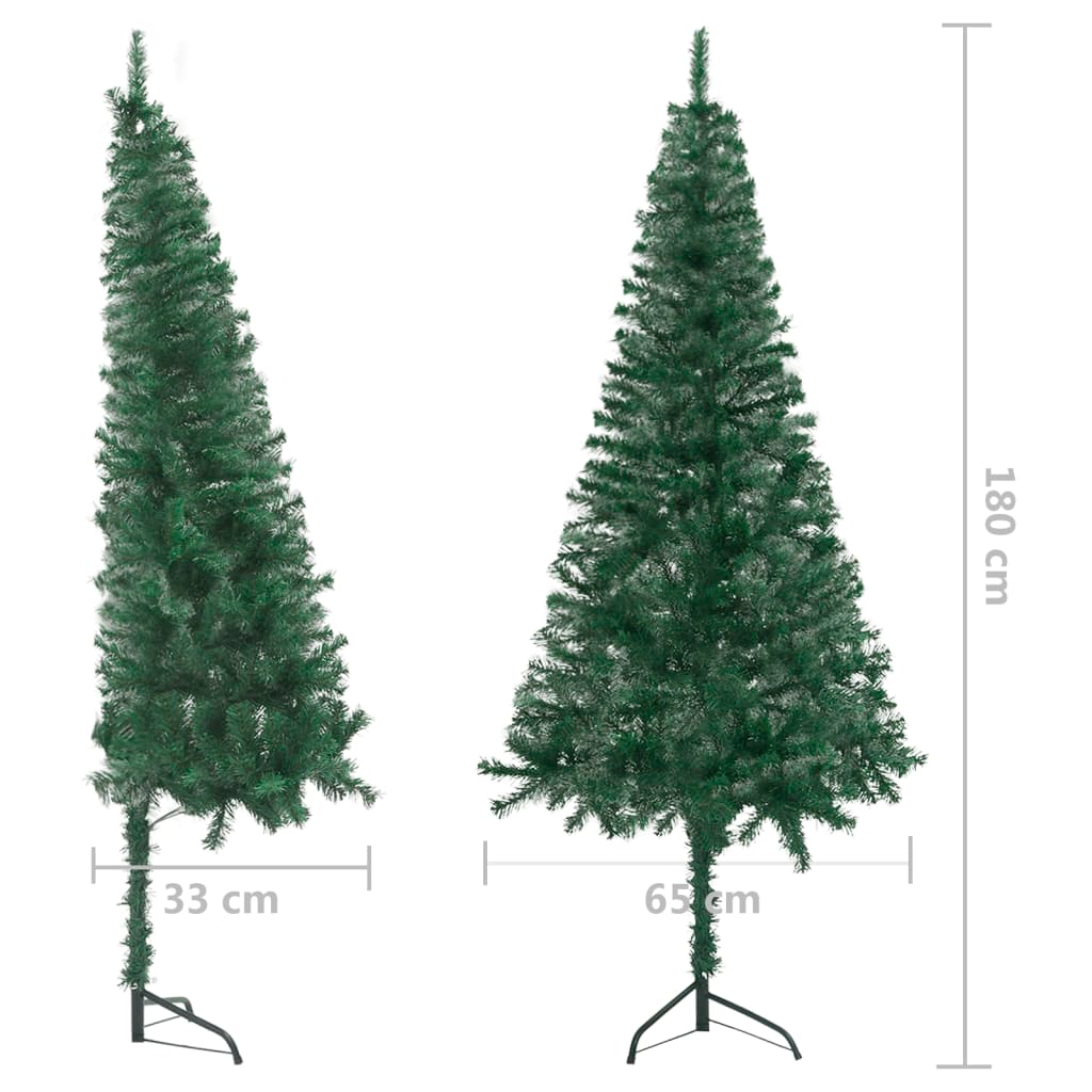 Corner Artificial Christmas Tree LEDs&Ball Set Green 70.9" PVC