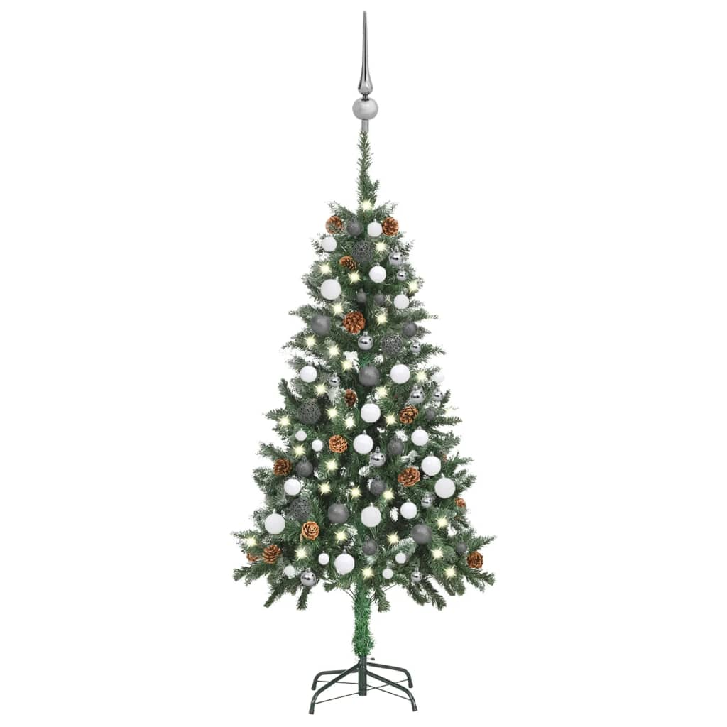 Artificial Pre-lit Christmas Tree with Ball Set Pine Cones 59.1"