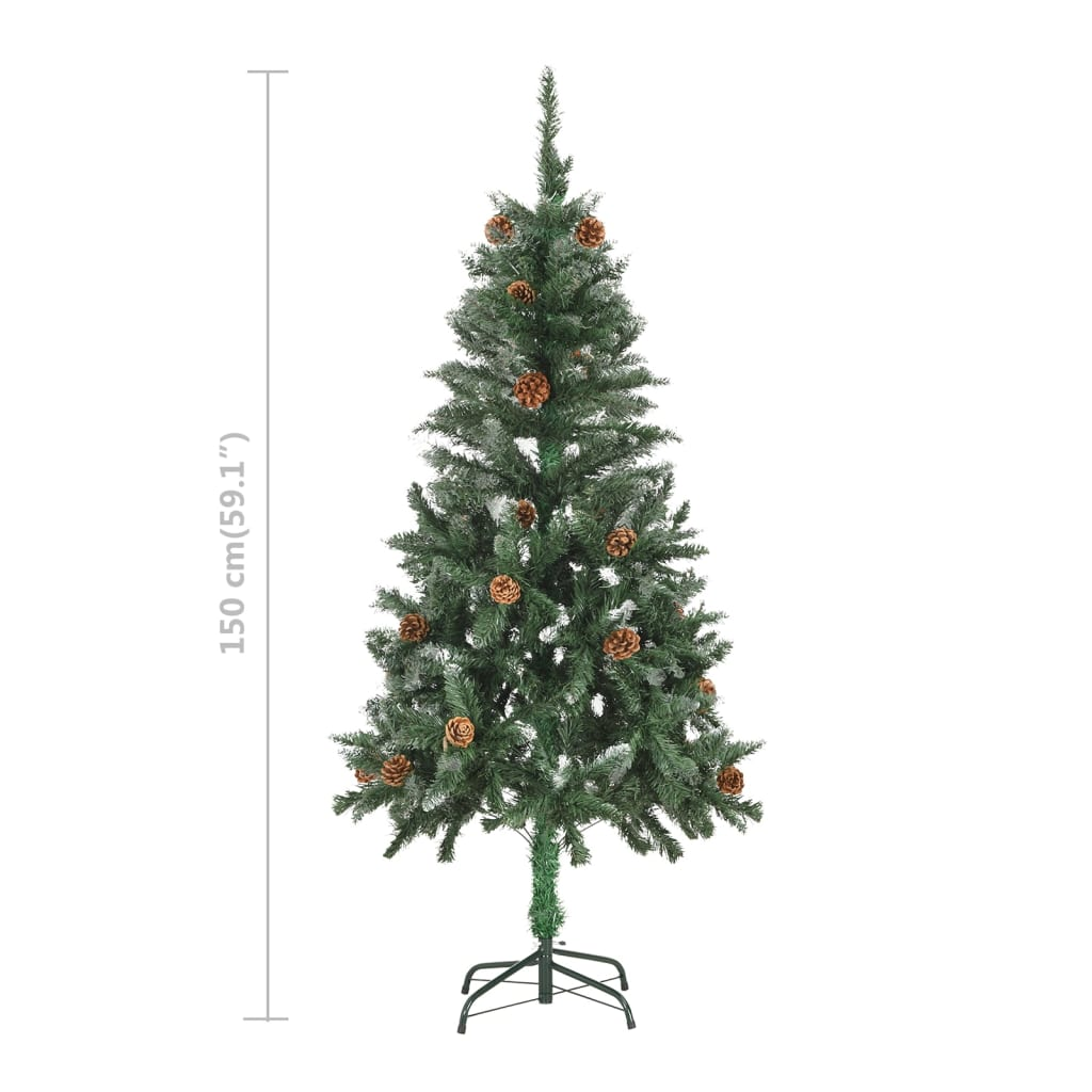 Artificial Pre-lit Christmas Tree with Ball Set Pine Cones 59.1"