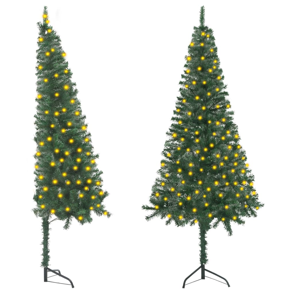 Corner Artificial Pre-lit Christmas Tree Green 82.7" PVC