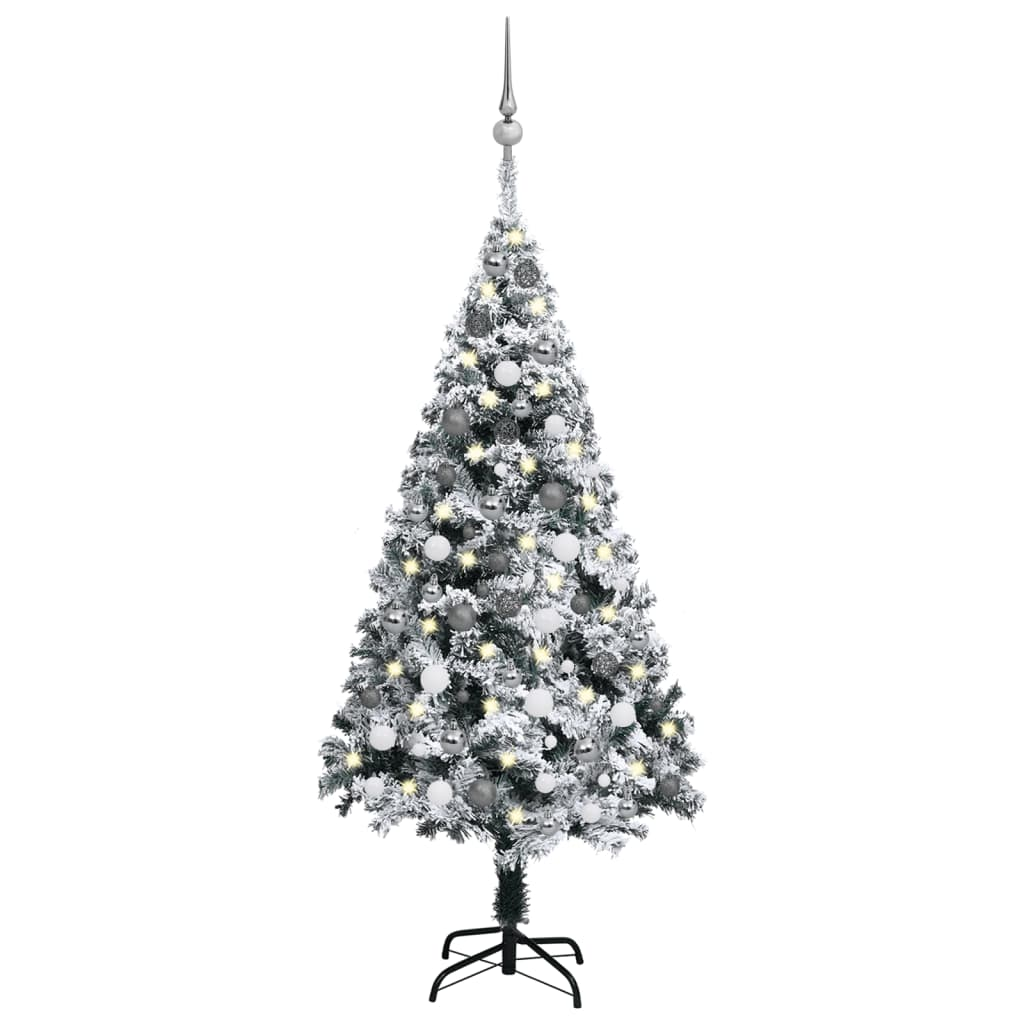 Artificial Pre-lit Christmas Tree with Ball Set Green 59.1" PVC