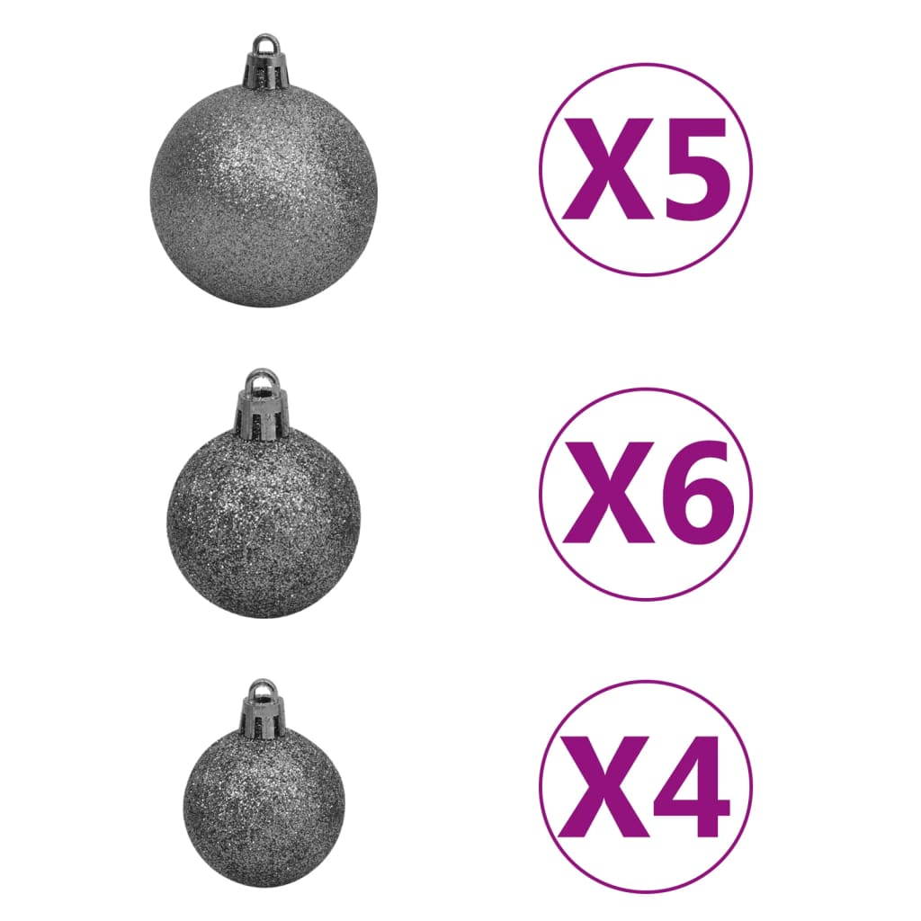 Upside-down Artificial Pre-lit Christmas Tree with Ball Set 70.9"