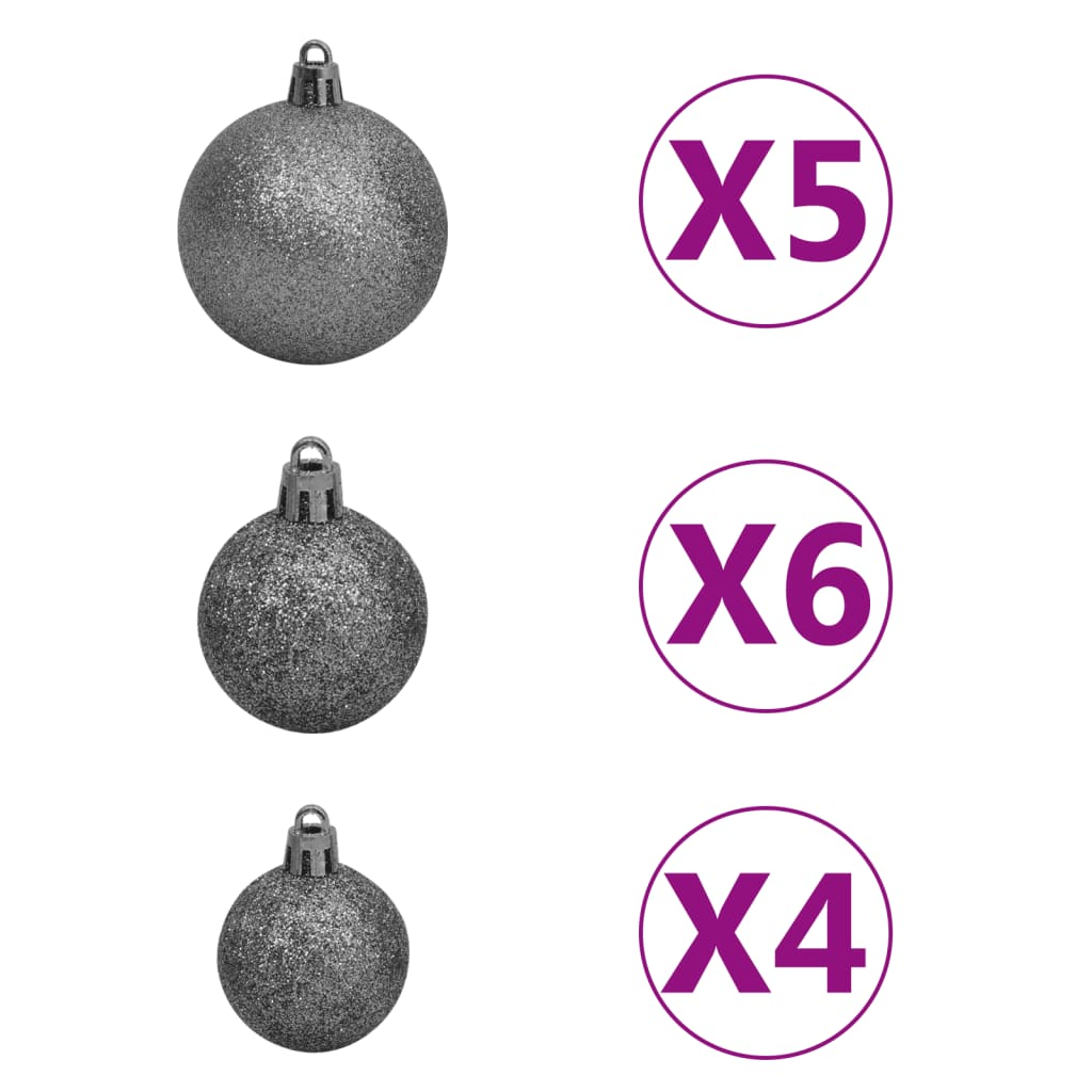 Upside-down Artificial Pre-lit Christmas Tree with Ball Set 59.1"