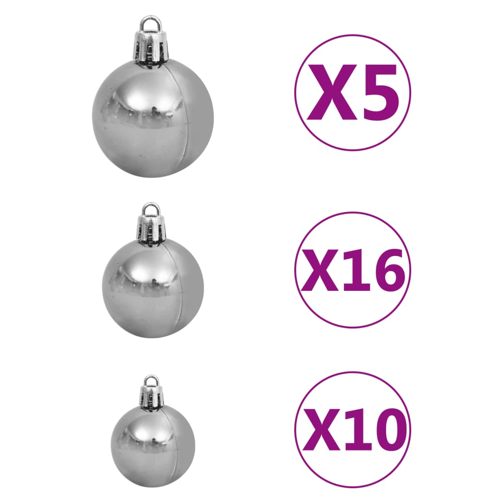 Upside-down Artificial Pre-lit Christmas Tree with Ball Set 94.5"