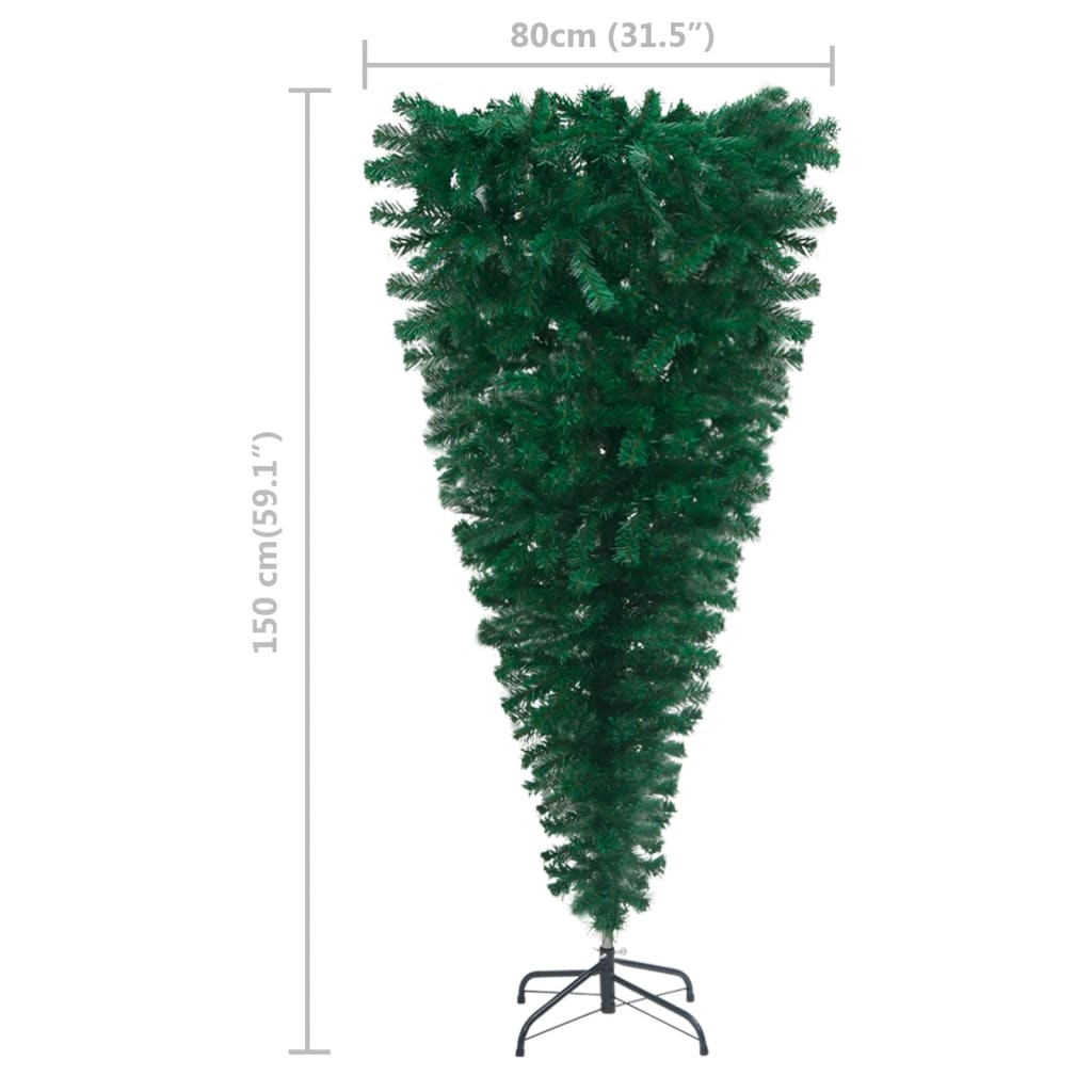 Upside-down Artificial Pre-lit Christmas Tree with Ball Set 59.1"