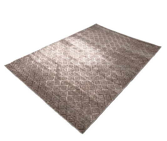 5' x 7'6'' Dark Beige Taupe Diamonds Silky Rug