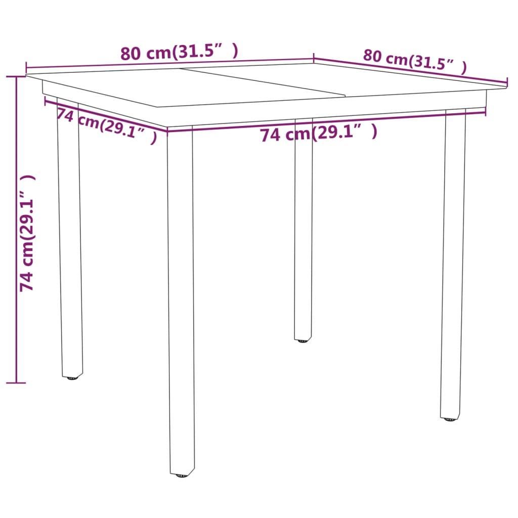 vidaXL 3 Piece Patio Dining Set Black