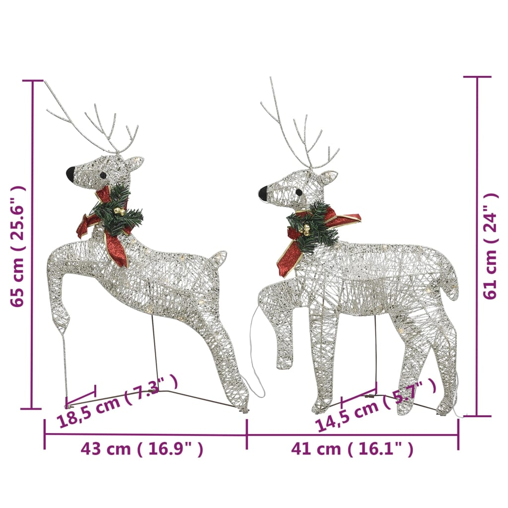 vidaXL Reindeer & Sleigh Christmas Decoration 140 LEDs Outdoor Gold