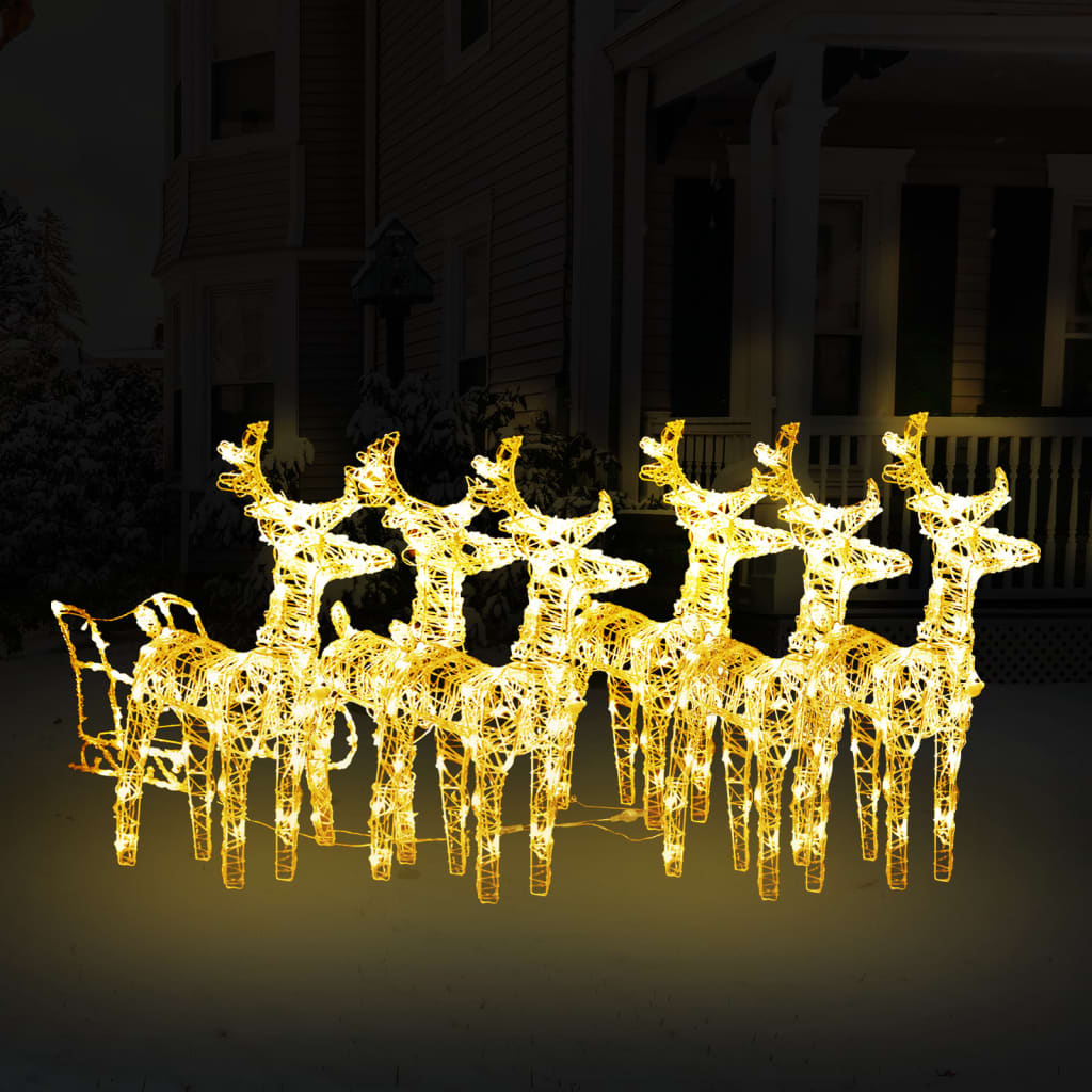 vidaXL Reindeers & Sleigh Christmas Decoration 320 LEDs Acrylic