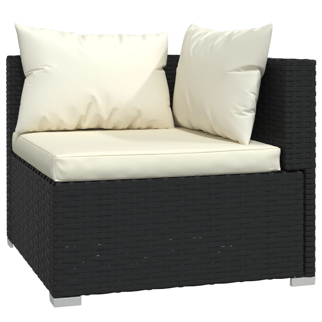 vidaXL 9 Piece Patio Lounge Set with Cushions Poly Rattan Black