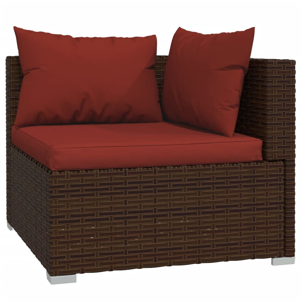 vidaXL 8 Piece Patio Lounge Set with Cushions Poly Rattan Brown