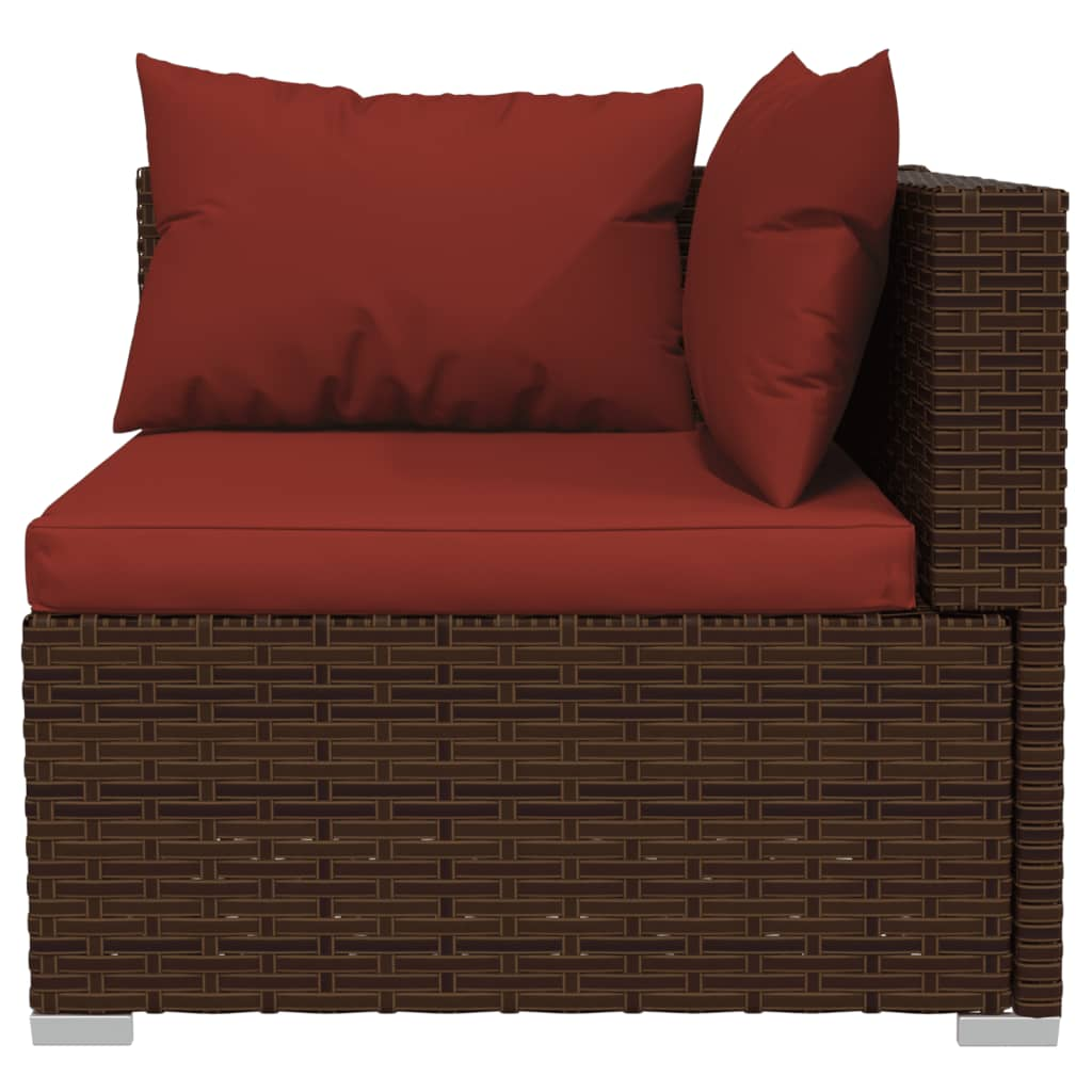 vidaXL 8 Piece Patio Lounge Set with Cushions Poly Rattan Brown