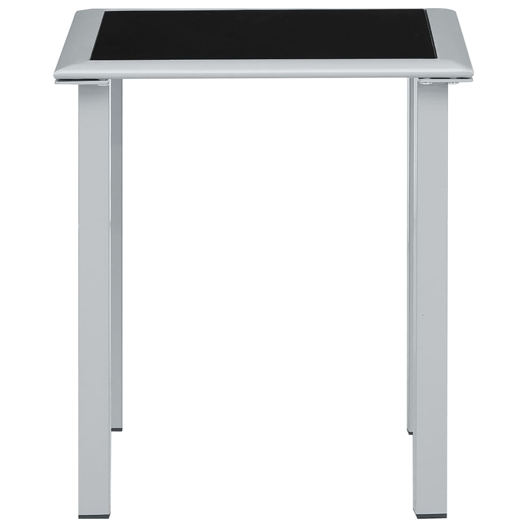 vidaXL Patio Table Black and Silver 16.1"x16.1"x17.7" Steel and Glass