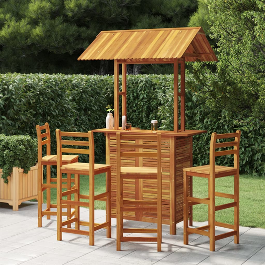 vidaXL 5 Piece Patio Bar Set Solid Wood Acacia