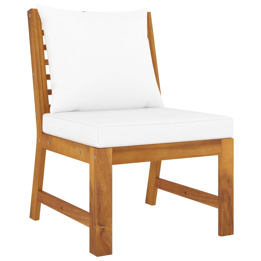 vidaXL 3 Piece Patio Lounge Set with Cream Cushion Solid Acacia Wood