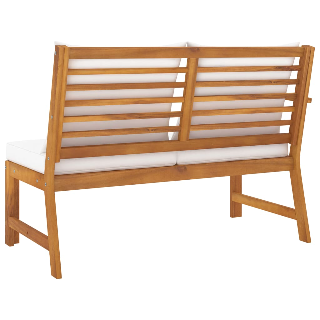 vidaXL Patio Bench 45.1" with Cream Cushion Solid Acacia Wood