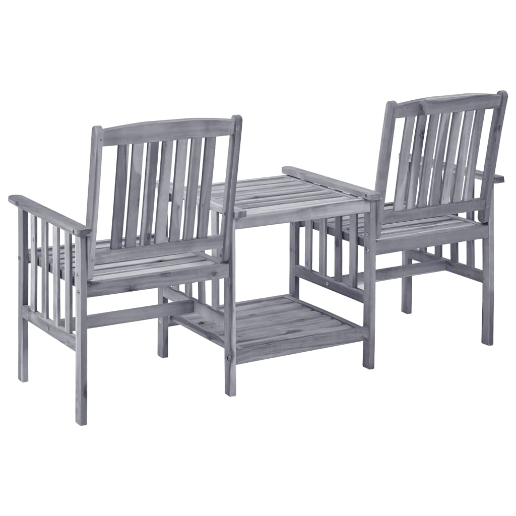 vidaXL Patio Chairs with Tea Table 62.6"x24"x36.2" Solid Acacia Wood