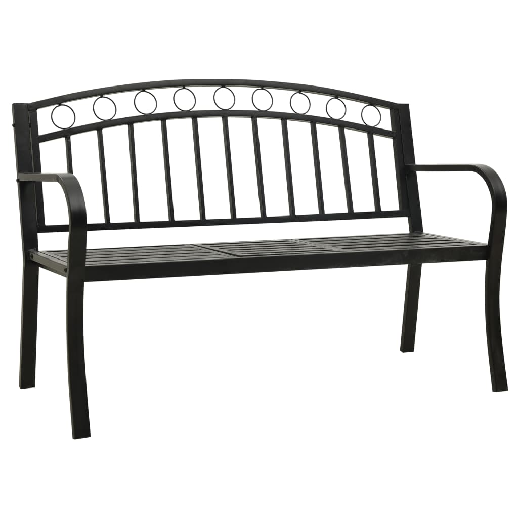 vidaXL Patio Bench with a Table 49.2" Steel Black