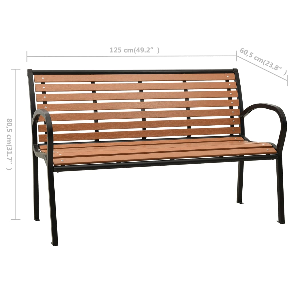 vidaXL Patio Bench 49.2" Steel and WPC Black and Brown