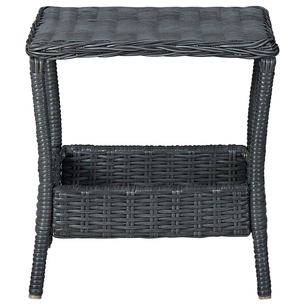 vidaXL Patio Table Dark Gray 17.7"x17.7"x18.3" Poly Rattan