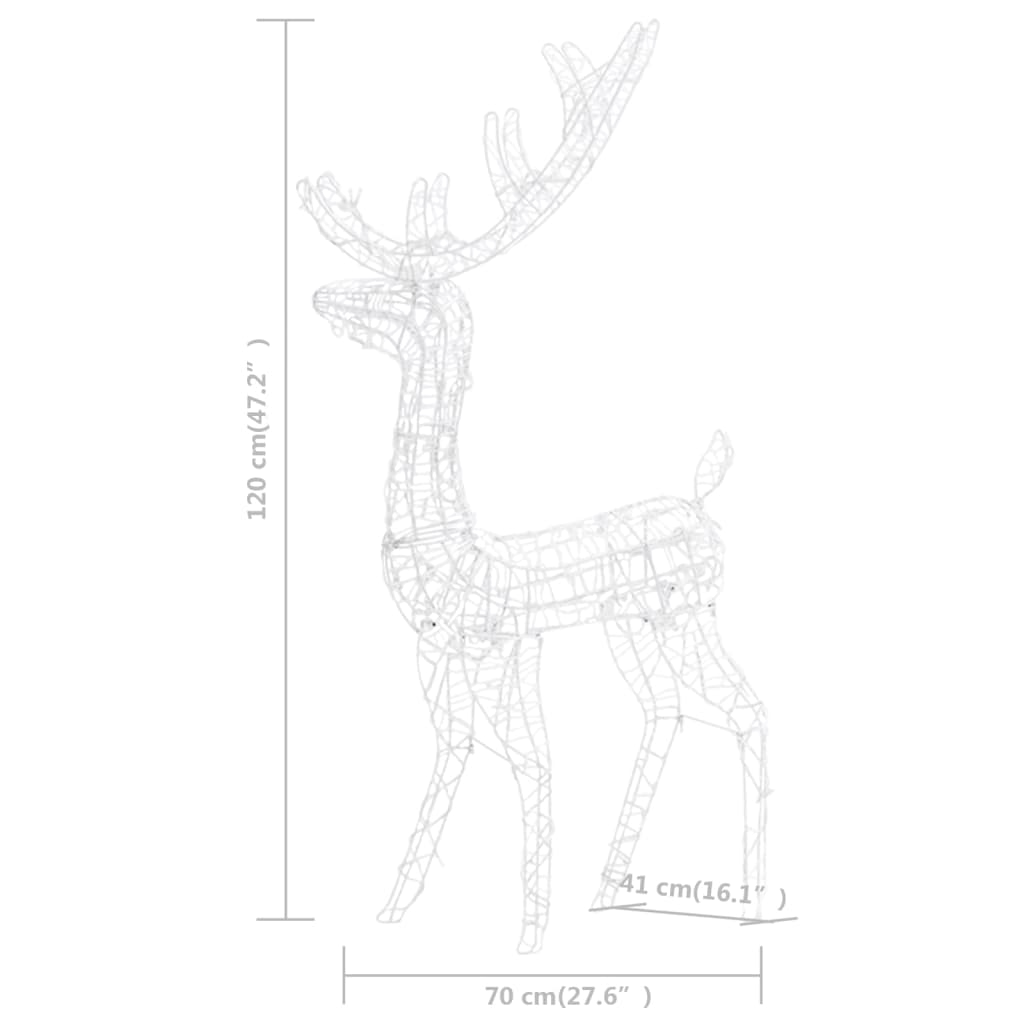 vidaXL Acrylic Reindeer Christmas Decorations 2 pcs 47.2" Multicolor