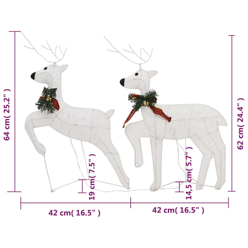 vidaXL Christmas Reindeers 6 pcs White 120 LEDs