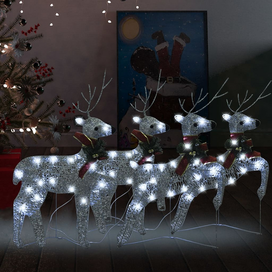 Christmas Reindeers 4 pcs Silver 80 LEDs