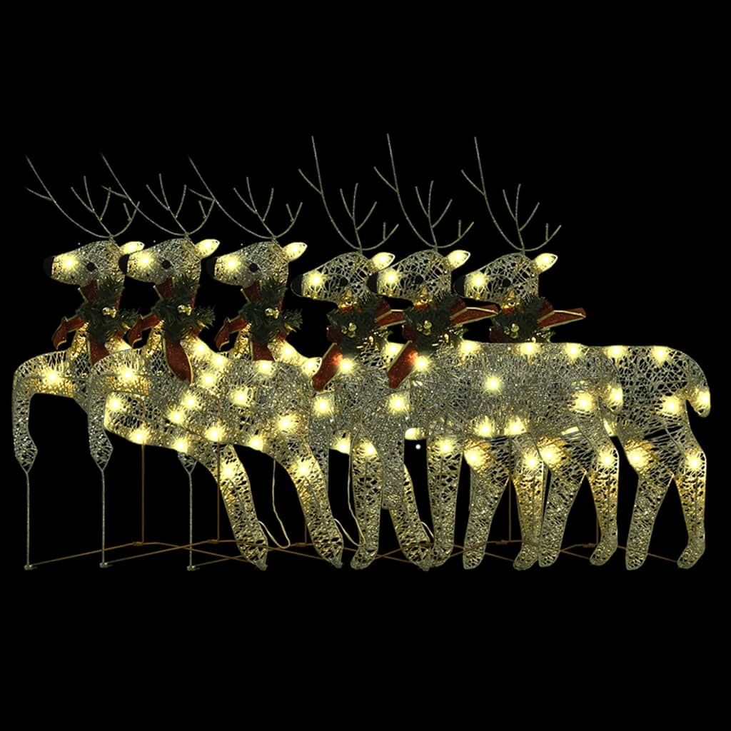 vidaXL Christmas Reindeers 6 pcs Gold 120 LEDs